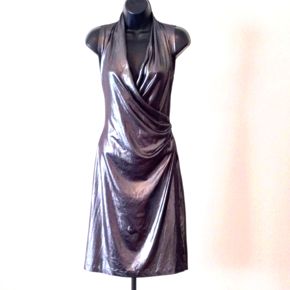 Norma Kamali Dresses & Skirts - KAMALI KULTURE Graphite Liquid Metallic Dress